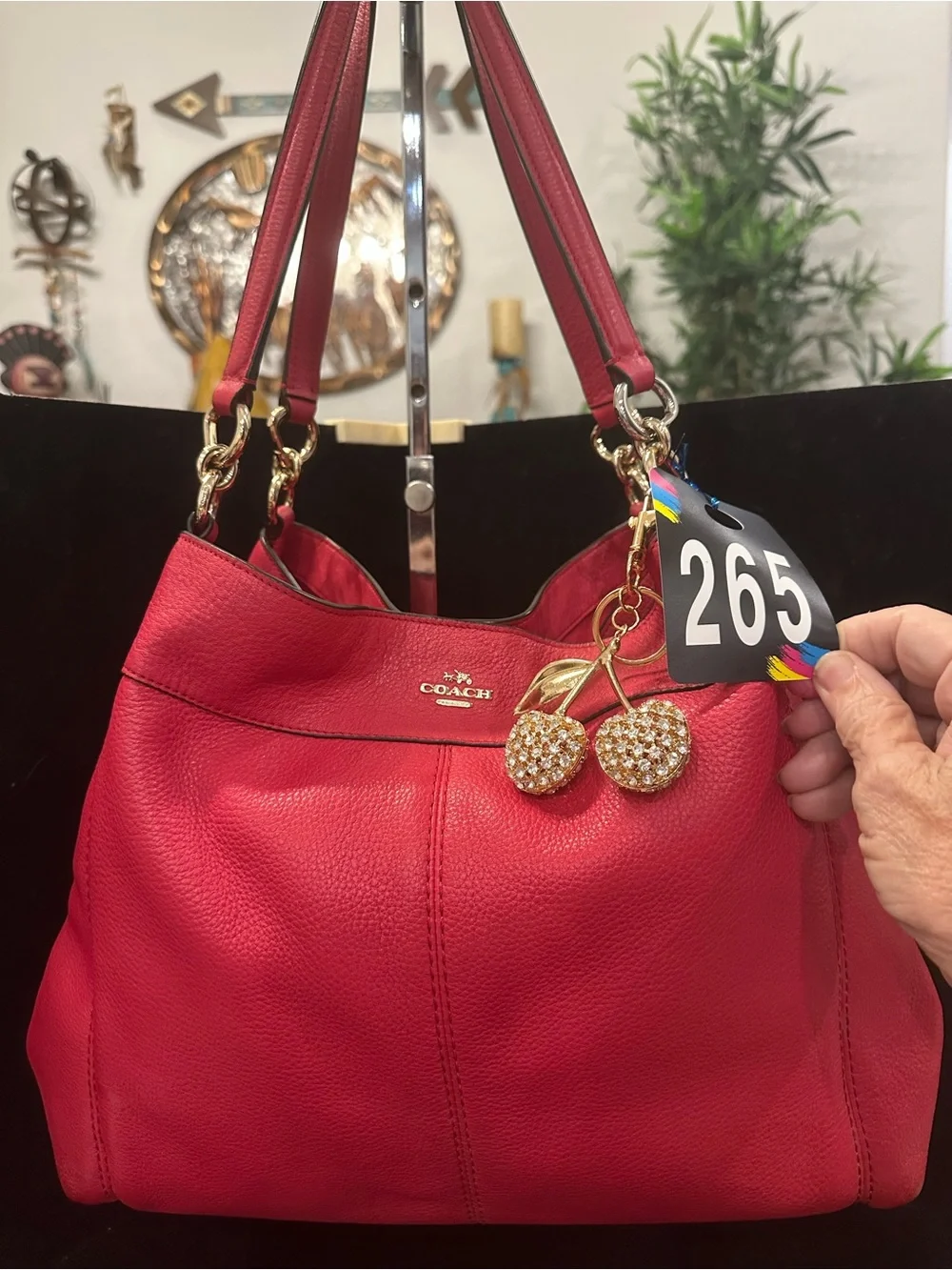 Coach #265 Lexy Red/RaspberryPebbled Leather Shoulder Bag
